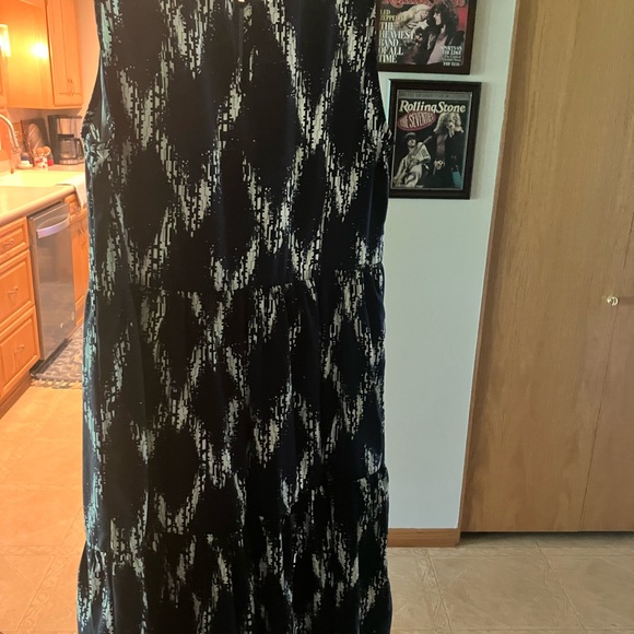 $160 Johnston & Murphy Navy Blue and White Ikat Print Midi Dress Sz XS or Small. - Picture 13 of 16